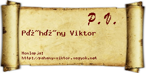 Páhány Viktor névjegykártya